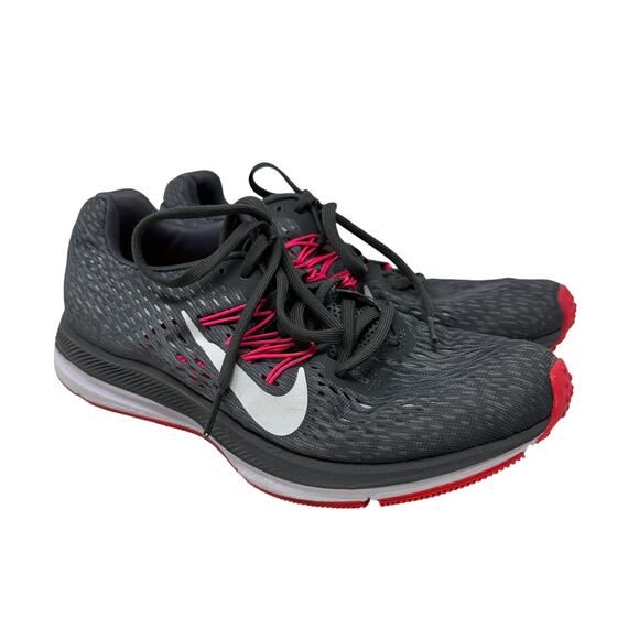 Nike Zoom Winflo 5 Running Sneakers Womens Size 7.5 Dark Gray Pink Lace Up - Picture 1 of 6